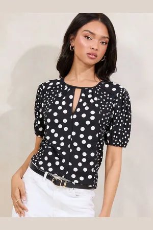 Lipsy London Short Sleeve Polka Dot Print Top