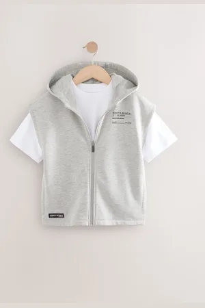 Next Dropped Shoulder Sleeveless Zip Through Hoodie and T-Shirt Set (3-16yrs)158164cm