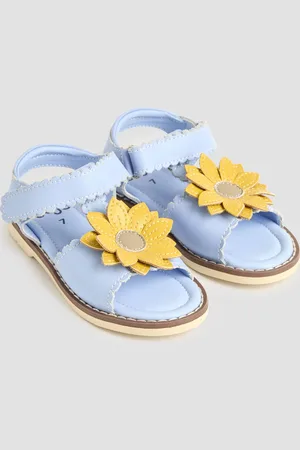 JoJo Maman Bébé Flower Leather Sandalsr. u.6eu23