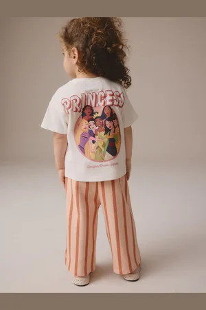 Next 100% Cotton Disney Princess Short Sleeve T-Shirt And Wide Leg Trousers Set (3mths-7yrs)6874cm