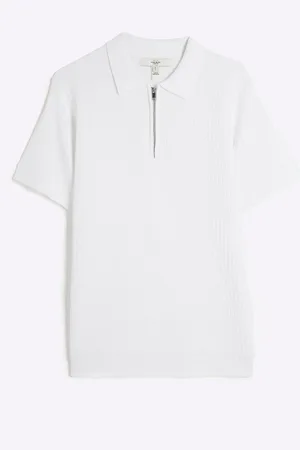 River Island Muscle Fit Textured Polo ShirtPetit