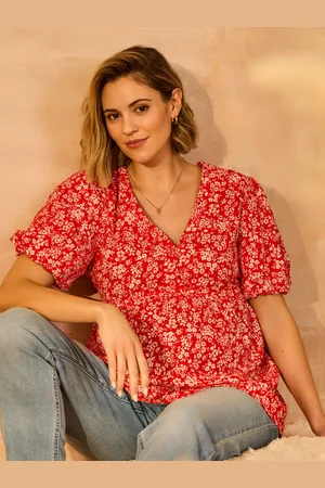 JoJo Maman Bébé Maternity Short Sleeve Seersucker 100% Cotton BlouseMédium