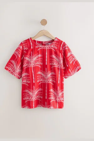 Next Short Sleeve Boxy T-Shirt with Linen38