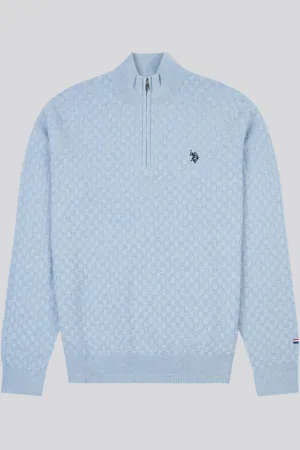 U.S. Polo Assn. U. S. Polo Assn. Mens Checkerboard Funnel Neck 1/4 Zip Knit JumperMédium