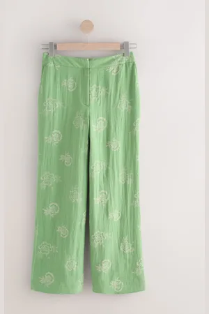 Next Wide Leg Embroidered Trousers