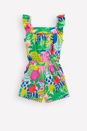Boden 100% Cotton Ciara Pom Trim Jersey Playsuit134140cm