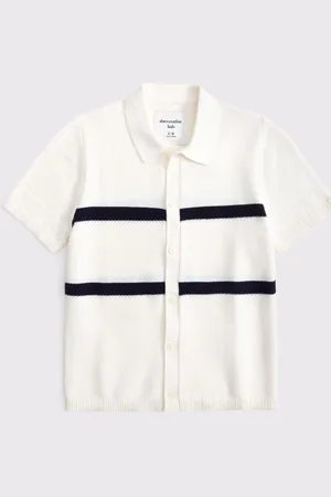 Abercrombie & Fitch Knitted Button Through White Polo Shirt158164cm