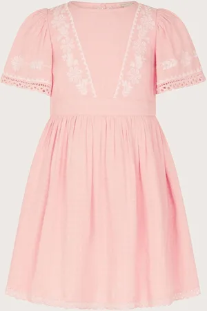 Monsoon Fleuri Brodée Manches courtes Robe9 ans (134cm)