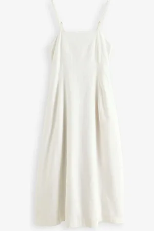 Threadbare Robe mi-longue en lin Blend à encolure carrée42