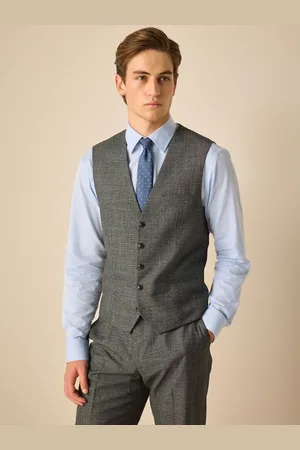 Next Gilet de costume texturé à coupe régulière et à bordures50 Long (UK 40 L)