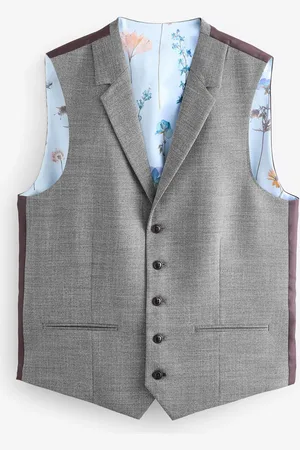 Next Gilet de costume texturé à coupe régulière et à bordures52 Régulier (UK 42 R)