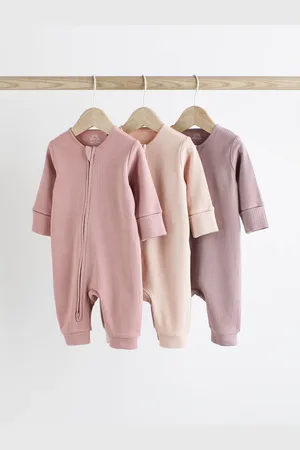 Next 100% Cotton Two Way Zip Baby Sleepsuit 3 Pack (0mths-3yrs)9 - Mois 12 (74 - 80cm)