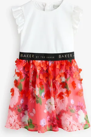 Ted Baker Red Foral Pleated Mockable Dress8 ans (128 cm)