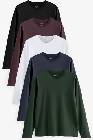 Next Regular Fit Long Sleeve 100% Cotton T-Shirts 5 PackXXL