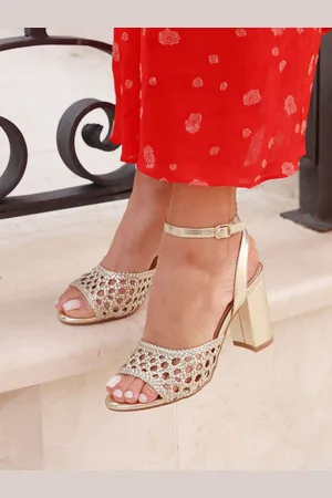 Linzi Sandales Bridget tissées à la main à talons carréseu41