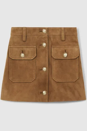 Reiss Connie Suede Flap Pocket Skirt158164cm