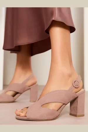 Friends Like These Mid Block Heel Peeptoe Slingback Faux Suede Sandalseu41