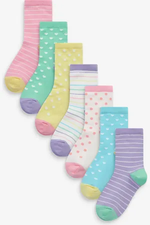 Next Lot de 7 chaussettes de cheville en coton riche Point RayureUK 3 - 5.5 Jnr