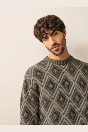 Next Relaxed Fit Cotton Rich Geometric Pattern Col rond PullXL
