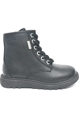 Toezone August Bottes noires zippées et lacées sur le côté en cuir