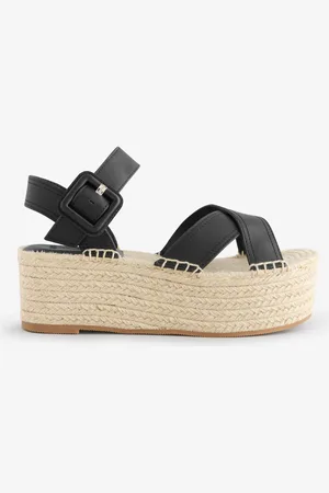 HUGO BOSS Platform Raffia Leather Strap Sandalseu37