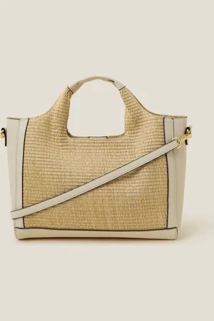 Accessorize Jute Faux Leather Handbagun