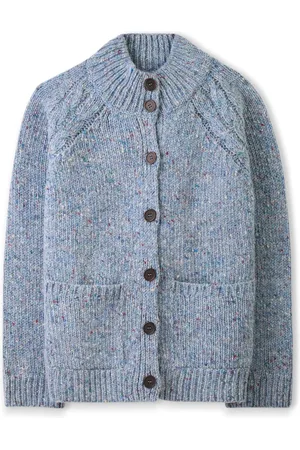 CELTIC & CO. Blue Donegal Funnel Neck CardiganMédium