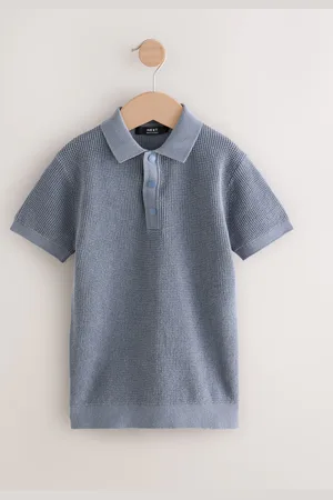 Next 100% Cotton Short Sleeve Knitted Popper Polo Shirt (3-16yrs)16 ans (176cm)