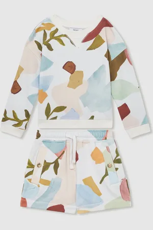 Reiss Jessie Abstract Print Sweatshirt And Shorts Set110116cm