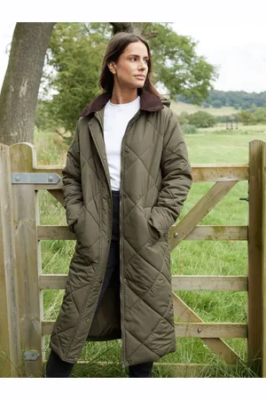 Threadbare Veste de grange longue matelassée Diamond avec capuche amovible38
