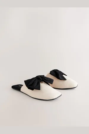 Next Linen Blend Bow Mule SlippersXL