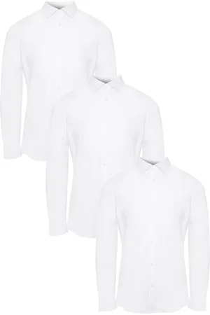 Threadbare Popeline de coton Manches longues Chemises 3 Lot Avec ExtensibleXL