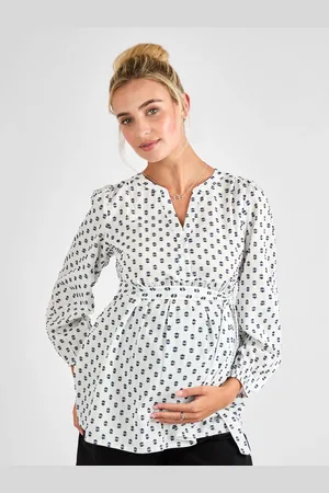 JoJo Maman Bébé Tufted Long Sleeve Maternity 100% Cotton BlouseS