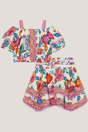 Monsoon 100% Cotton Aurelia Floral Print Top and Skirt Set11 - 12 ans (146 - 152cm)