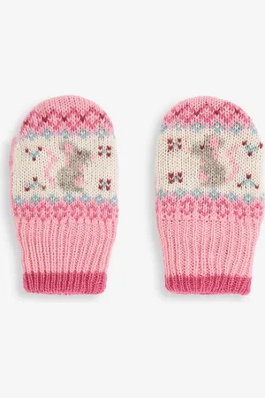 JoJo Maman Bébé Mouse Fairisle Pattern Mittens0 - Mois 12 (50 - 80cm)