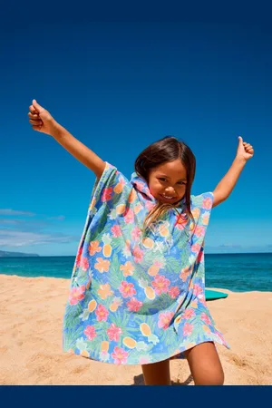 Roxy Floral Print Stay Magical Hooded Poncho 100% Cotton Towelun