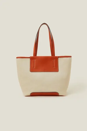 Accessorize Faux Leather Canvas Tote Bagun