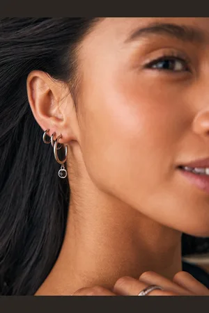 Next Stainless Steel Semi Precious Hoop Earringsun