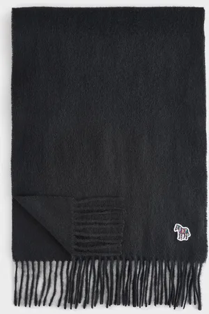 Paul Smith Navy Wool Zebra Imprimé Logo Rayure ÉcharpeUn an