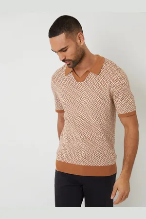Threadbare Jacquard Geo Trophy Neck Knitted Polo Shirtpetit