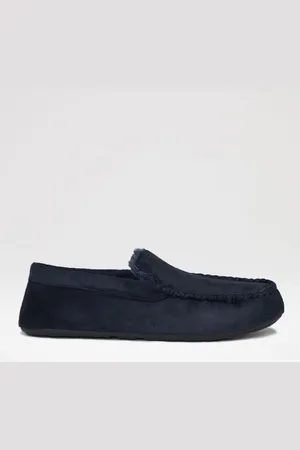Threadbare Chaussons mocassins en suédine doublés de fausse fourrureUK 11 - 12