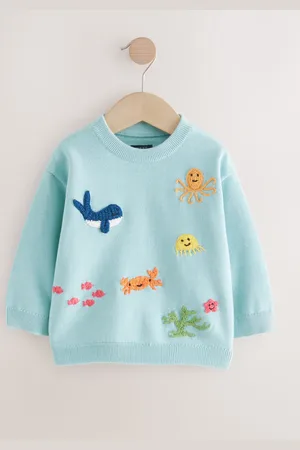 Next 100% Cotton Sea Life Character Knitted Crew Neck Jumper (3mths-7yrs)4 - 5 ans (104 - 110cm)
