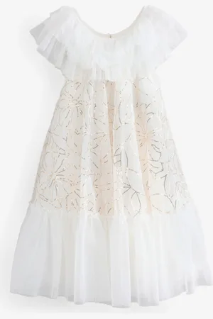 Billieblush Cream Peignoirs à col carré Volants Fleuri Mini occasion4 ans (104cm)