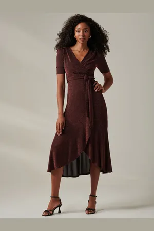 Jolie Moi Métallisé Cravate Waist Wrapped Robe longue42