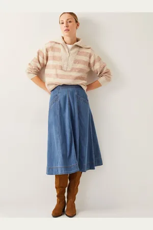 Monsoon Harper Jupes à coutures apparentes Denim 100% Coton Mi-longMédium