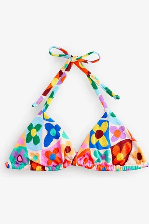 Eleanor Bowmer Pink/Yellow/White Flower Check Triangle Bikini Top42