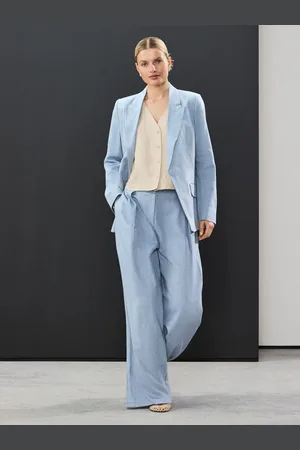 Next Linen Rich Elasticated Back Wide Leg Trousers46short