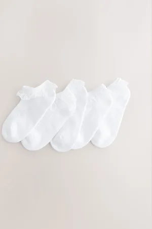 Next Cotton Rich Trainer Ruffle Socks 5 Pack with Cushioned SolesUK 3 - 5.5 Jnr