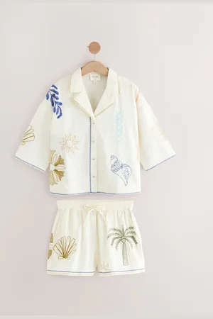 Next 100% Cotton Embroidered Button Through Short Set Pyjamas40