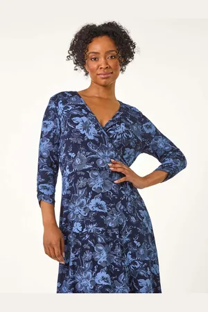 Roman Petite Shadow Floral Wrap Stretch Dress36